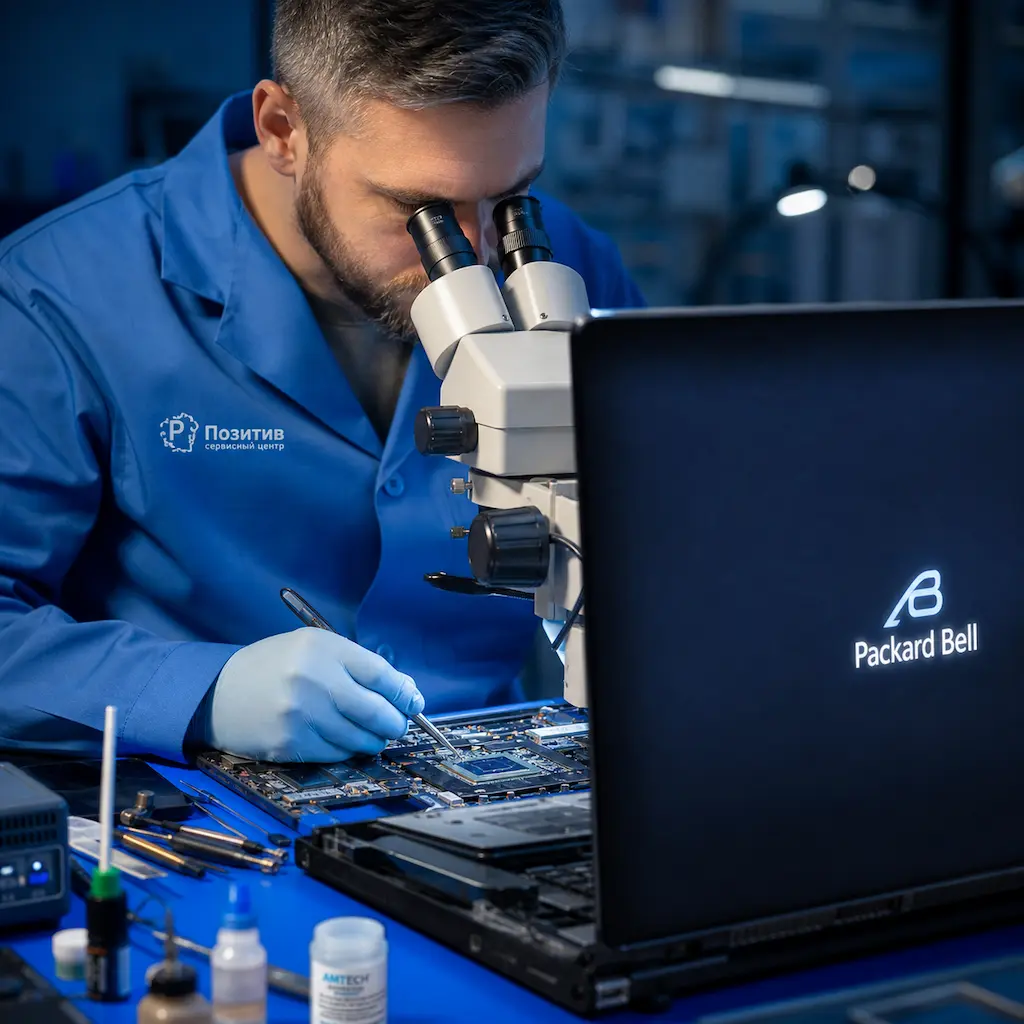 Замена видеокарты ноутбука Packard Bell в Марусино