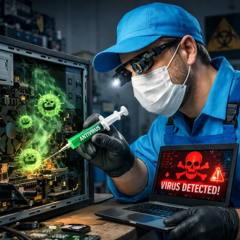 Лечение компьютера от вирусов в Марусино на дому